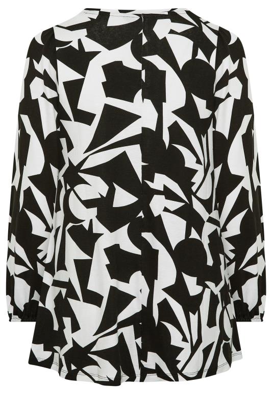 Plus Size Black & White Geometric Print Swing Top | Yours Clothing  7