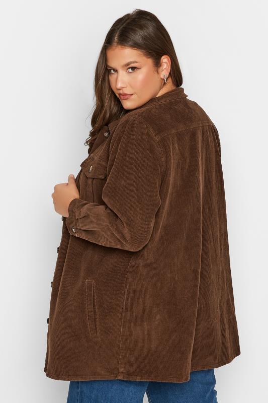 LIMITED COLLECTION Plus Size Chocolate Brown Corduroy Shacket | Yours Clothing 3