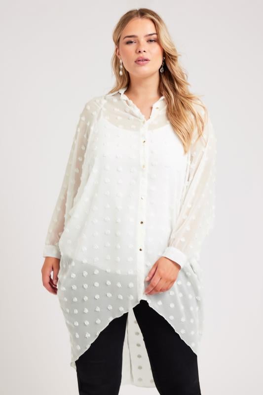 Plus Size  YOURS LONDON Curve White Longline Batwing Sleeve Shirt