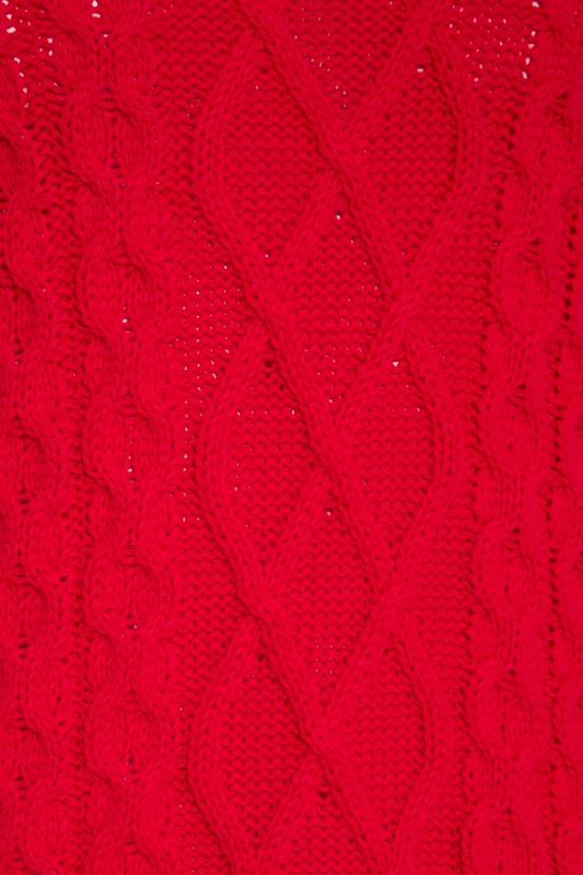 LTS Tall Bright Red Cable Knit Jumper 5