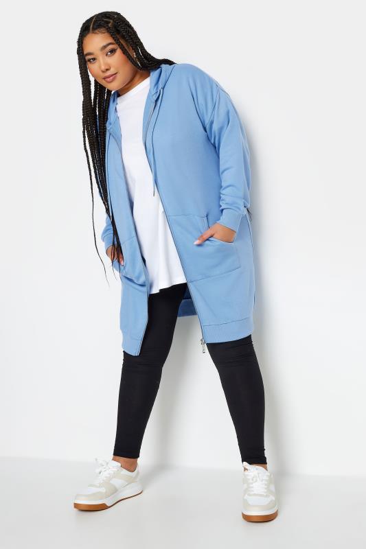  Grande Taille YOURS Curve Blue Longline Zip Through Hoodie