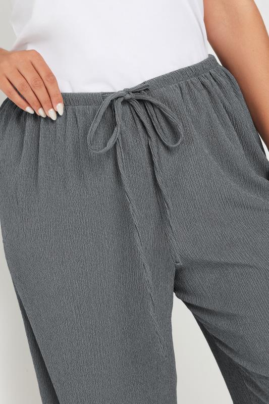 YOURS Plus Size Grey Textured Wide Leg Trousers | Yours Clothing 4