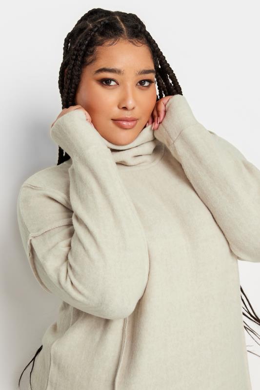 YOURS LUXURY Plus Size Cream Soft Touch Turtle Neck Jumper | Yours Clothing 4