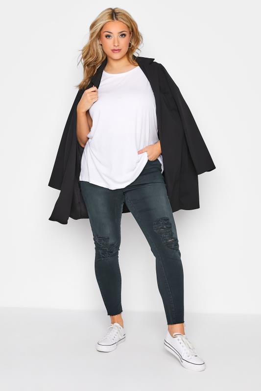 Plus Size Black Ripped Knee AVA Jeans | Yours Clothing 2