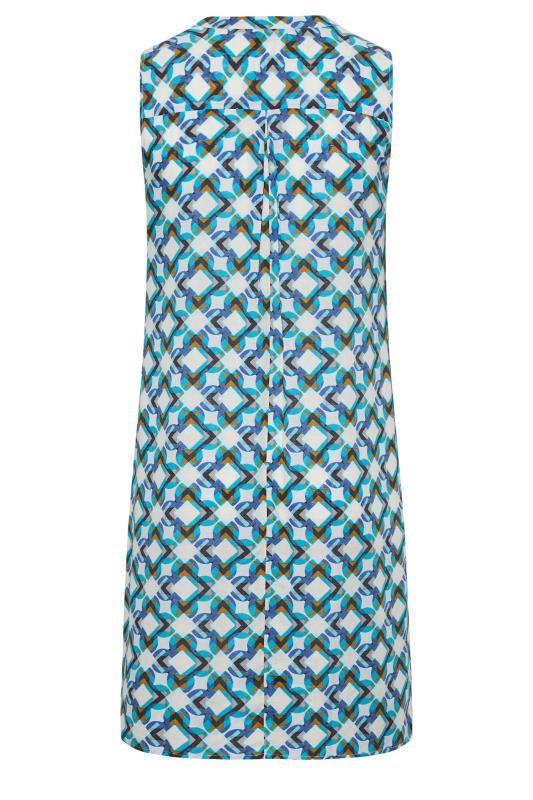 Curve Blue Geometric Print Sleeveless Shirt Dress 7
