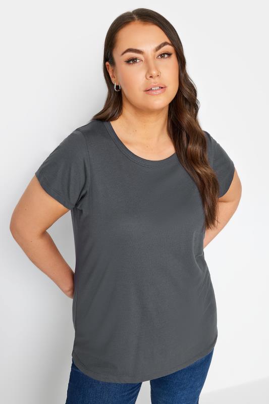 Plus Size  YOURS Curve Charcoal Grey Essential T-Shirt