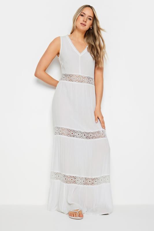 LTS Tall Womens White Crochet Maxi Dress | Long Tall Sally 1