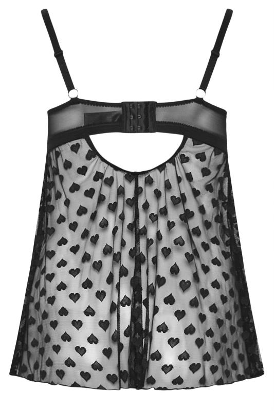 YOURS Curve Black Heart Mesh Underwired Babydoll | Yours Clothing  7