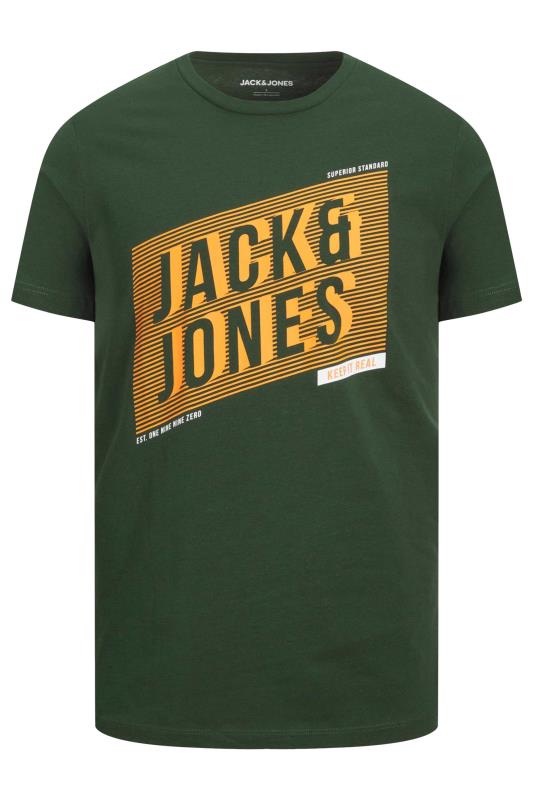 JACK & JONES Big & Tall Green Logo Printed T-Shirt | BadRhino 2