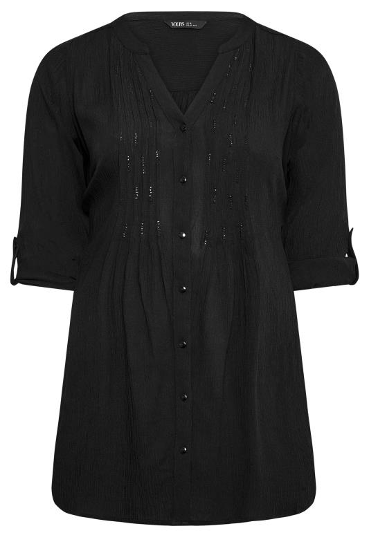 YOURS Plus Size Black Embellished Pintuck Shirt | Yours Clothing 5