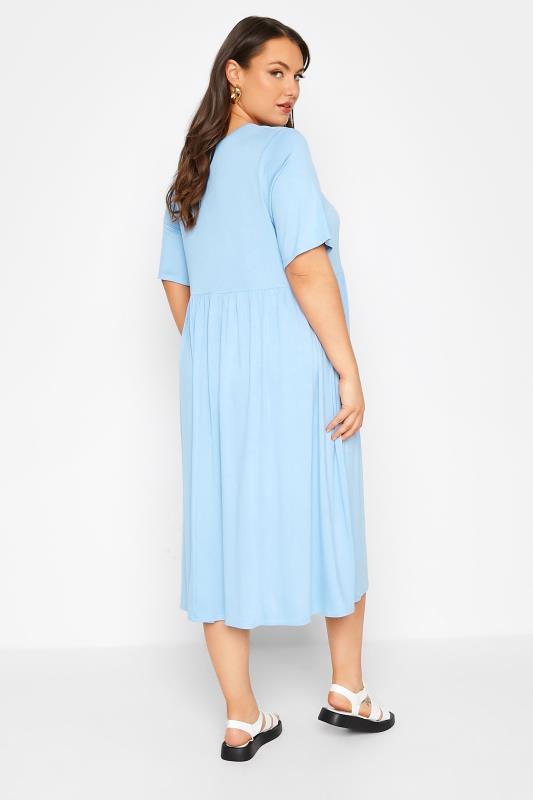 LIMITED COLLECTION Plus Size Light Blue Midaxi Smock Dress | Yours Clothing  3