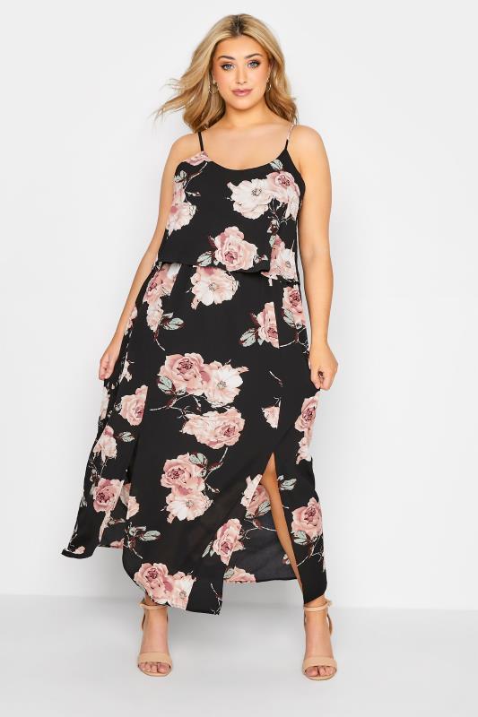 YOURS LONDON Curve Black Floral Overlay Dress_A.jpg