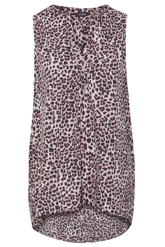 Plus Size Pink Leopard Print Pleat Detail Top | Yours Clothing  6