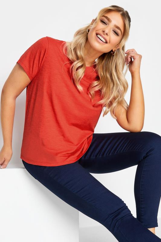 M&Co Red Short Sleeve Cotton Blend T-Shirt | M&Co  1