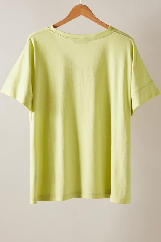 EVANS Plus Size Chartreuse Green V-Neck Modal Rich T-Shirt | Evans 6