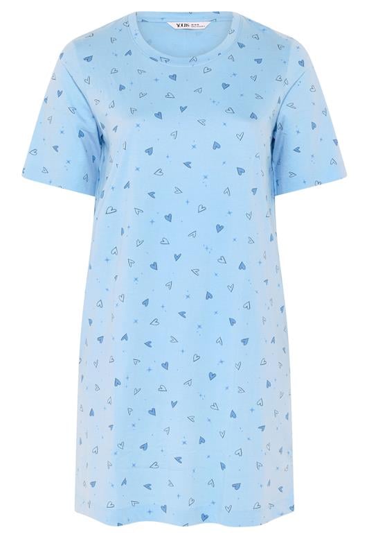 YOURS Plus Size Blue Heart Side Split Nightdress | Yours Clothing 5