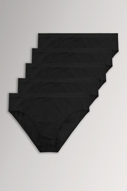  YOURS 5 PACK - Hoog uitgesneden tailleslips van katoenmix in zwart