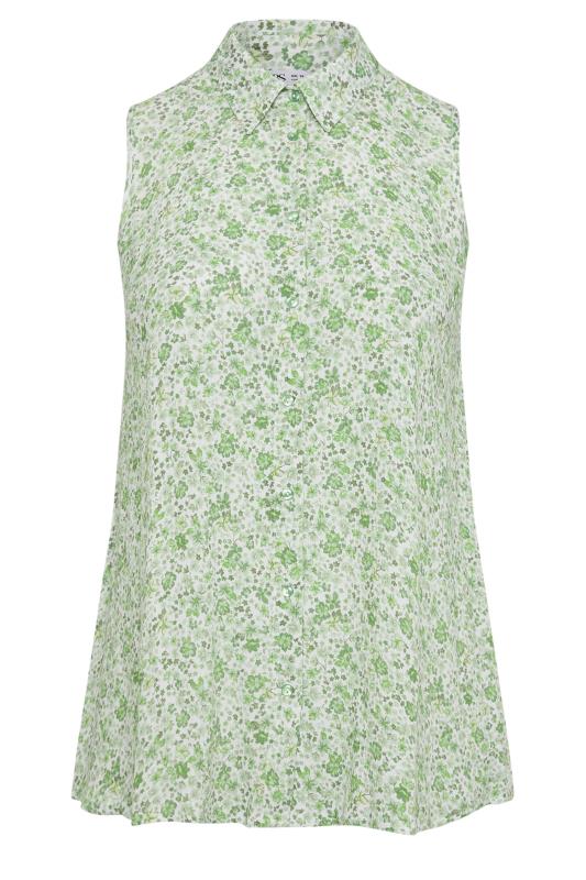 YOURS Plus Size Green Floral Print Sleeveless Blouse | Yours Clothing 5