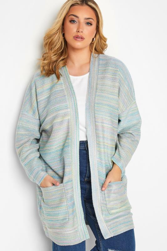 YOURS LUXURY Plus Size Pastel Blue Marl Soft Touch Cardigan | Yours Clothing 5