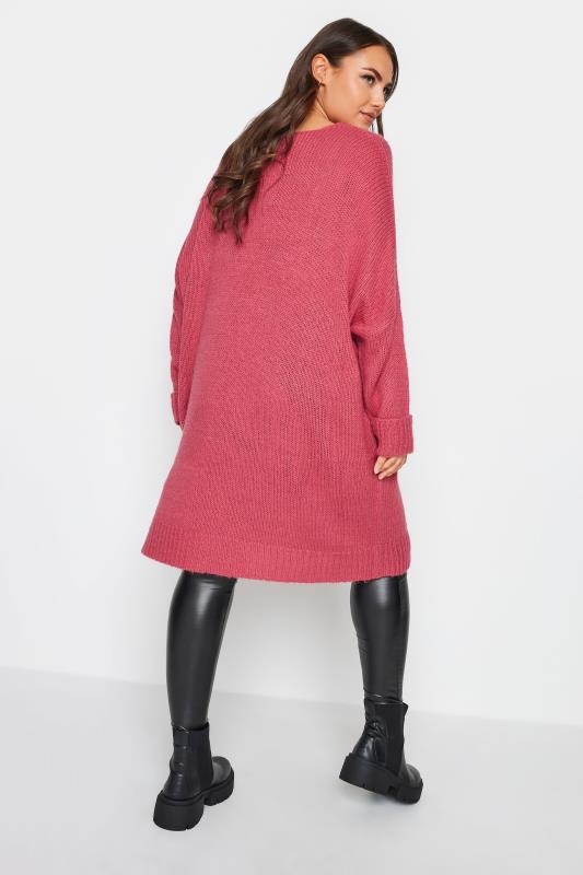 YOURS Plus Size Pink Midi Knitted Jumper Dress | Yours Clothing 4
