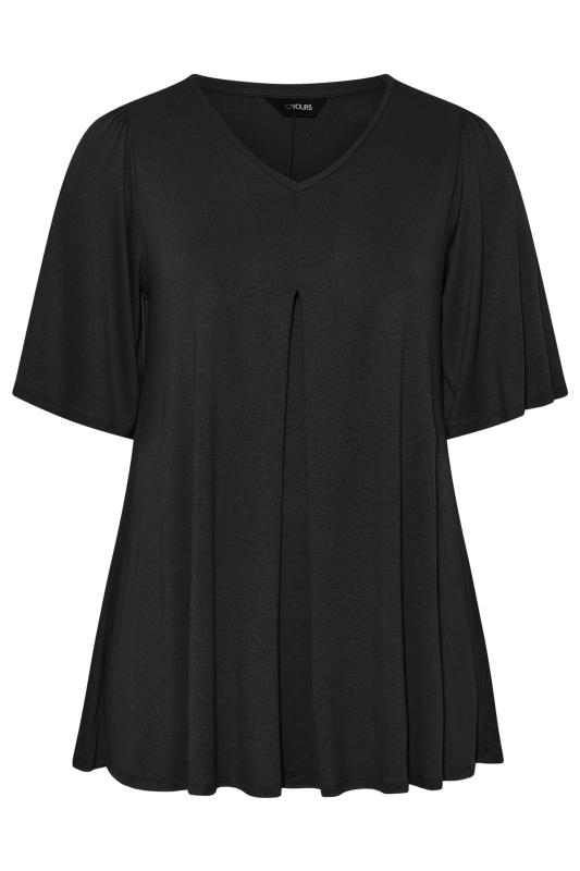 Plus Size Black Pleat Angel Sleeve Swing Top | Yours Clothing 7