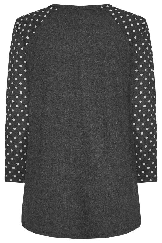 Plus Size Charcoal Grey Spot Print Raglan Sleeve Tunic | Yours Clothing  6