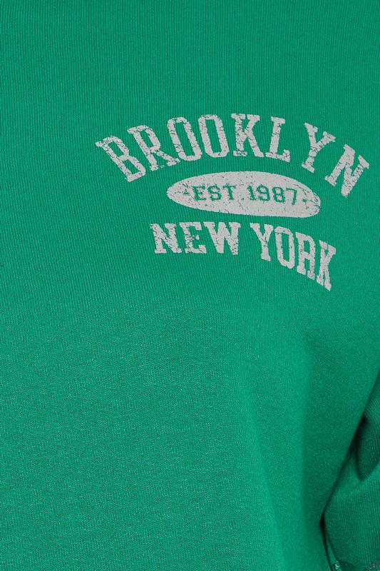 YOURS Plus Size Green 'Brooklyn' Varsity Half Zip Sweatshirt | Yours Clothing 5