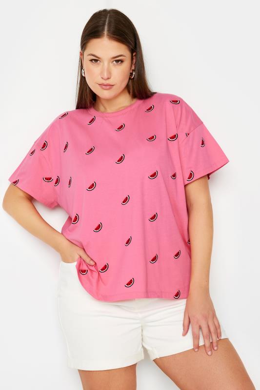 Plus Size  LIMITED COLLECTION Curve Pink Embroidered Watermelon T-Shirt