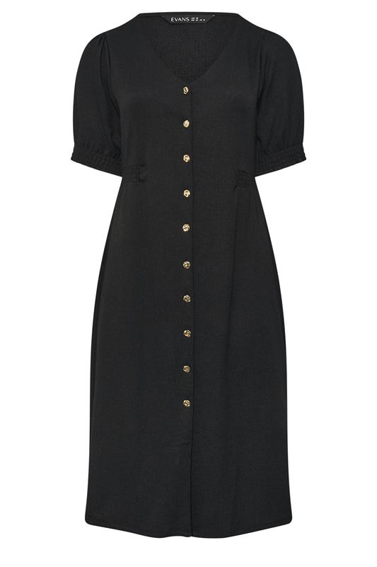 EVANS Curve Black Button Through Midi Dress | Evans 5