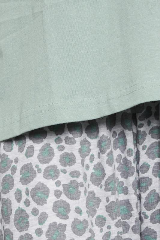 LTS Tall Green 'Wildest Dreams' Slogan Leopard Print Pyjama Set | Long Tall Sally  5
