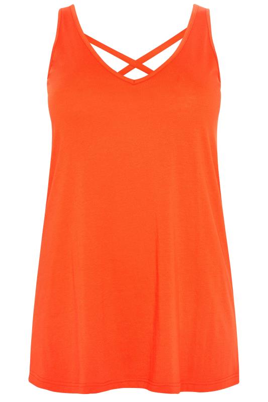 Orange Lattice Back Vest Top | Yours Clothing 4