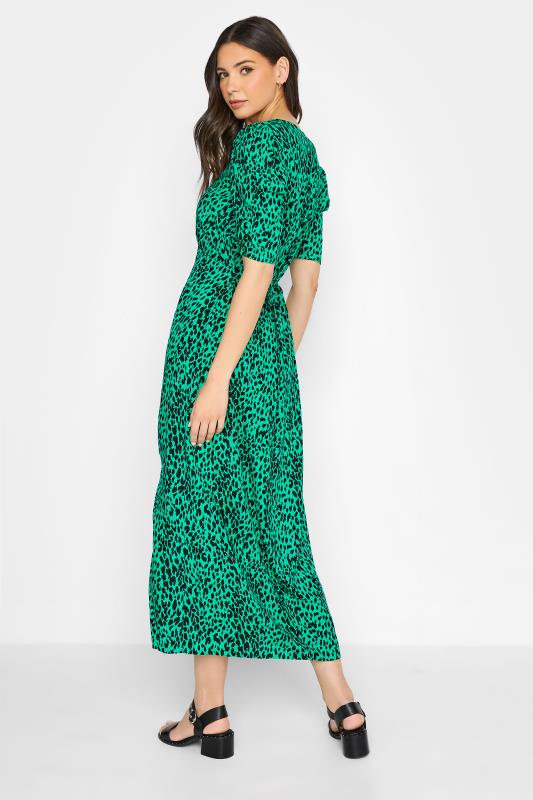 LTS Tall Green Leopard Print Midi Tea Dress 3