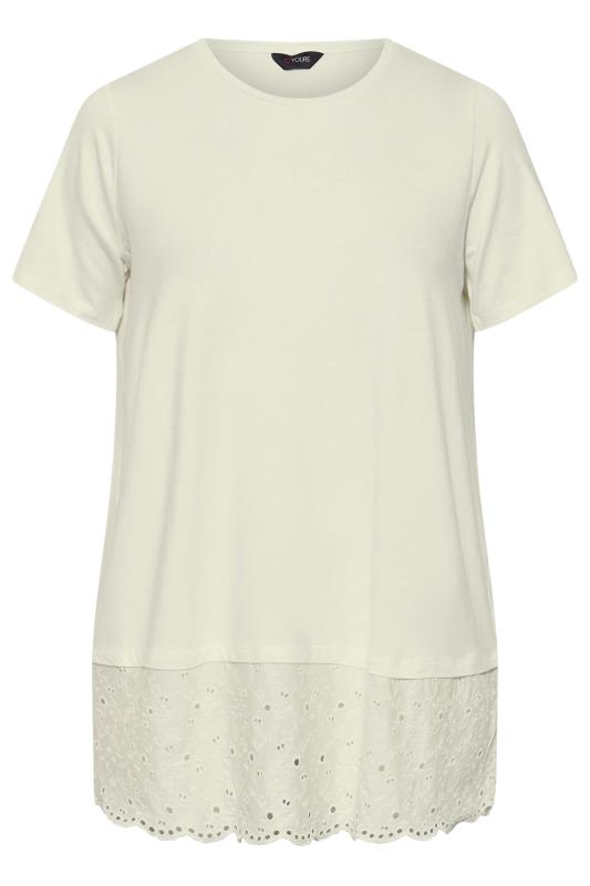 Curve White Lace Trim T-Shirt 5