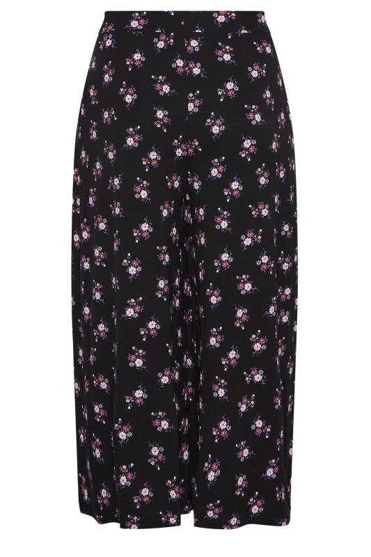 YOURS Curve Black & Pink Floral Midaxi Culottes | Yours Clothing 6