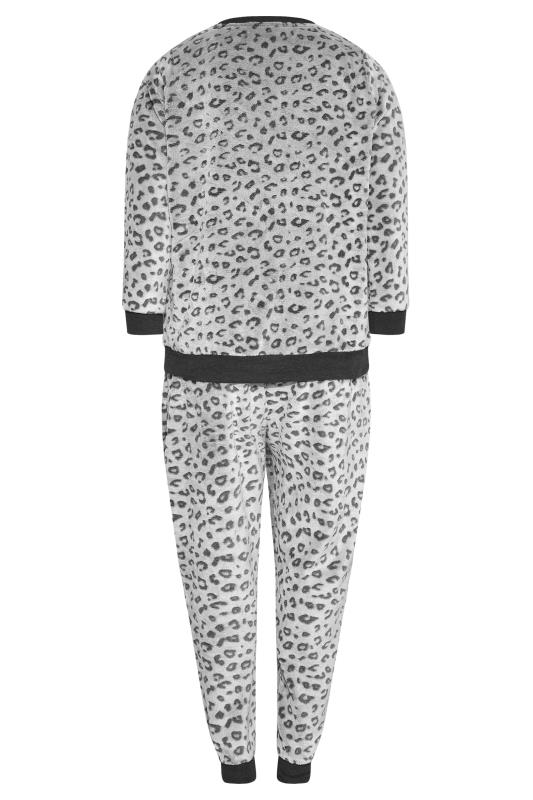 Plus Size Grey Leopard Fleece Lounge Set | Yours Clothing 8