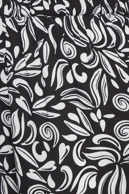 YOURS Curve Plus Size Black Monochrome Swirl Shorts | Yours Clothing  4