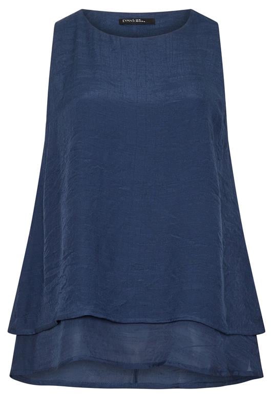 EVANS Plus Size Navy Blue Double Layer Vest Top | Evans 5