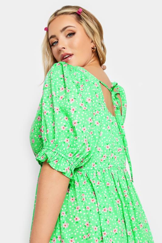 LIMITED COLLECTION Plus Size Green Floral Print Sweetheart Dress | Yours Clothing 5