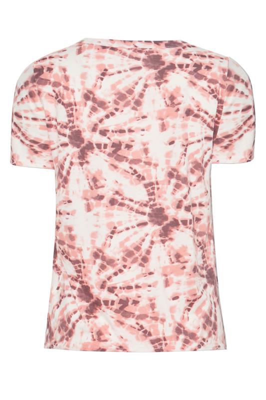Petite White & Pink Tie Dye T-Shirt 5