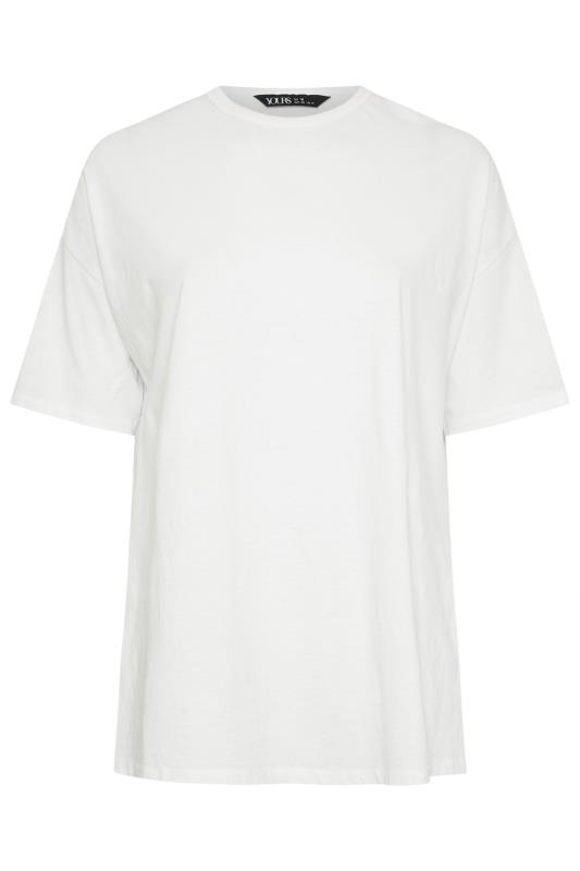 YOURS Plus Size White Split Hem Oversized T-Shirt | Yours Clothing 5