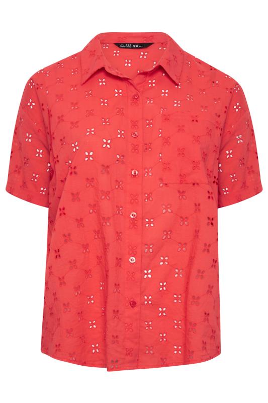LIMITED COLLECTION Curve Coral Orange Broderie Anglaise Shirt | Yours Clothing 9