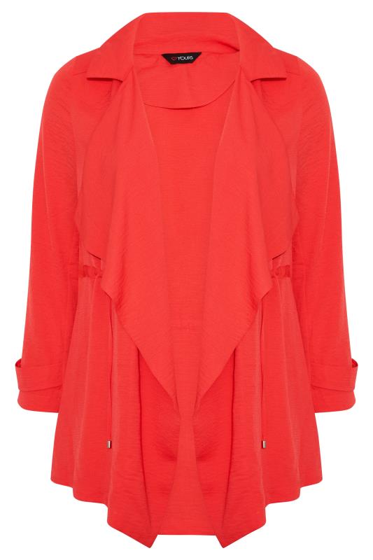 Plus Size Bright Red Waterfall Jacket | Yours Clothing  6