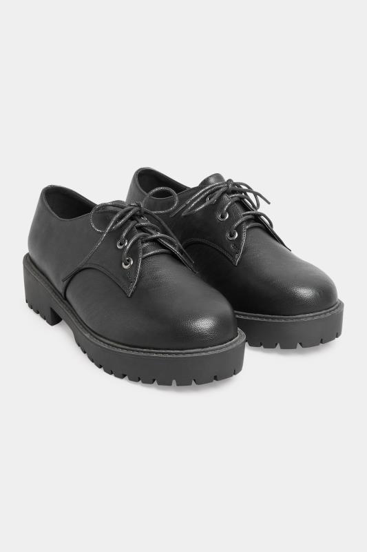 Black Chunky Lace Up Derby Shoes In Extra Wide EEE Fit 2