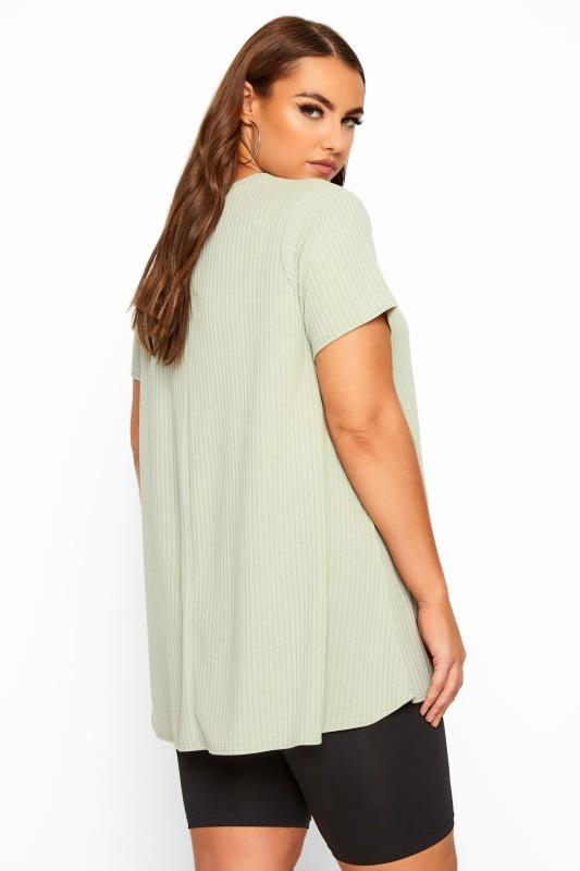 LIMITED COLLECTION Sage Green Ribbed Swing T-Shirt | Yours Clothing