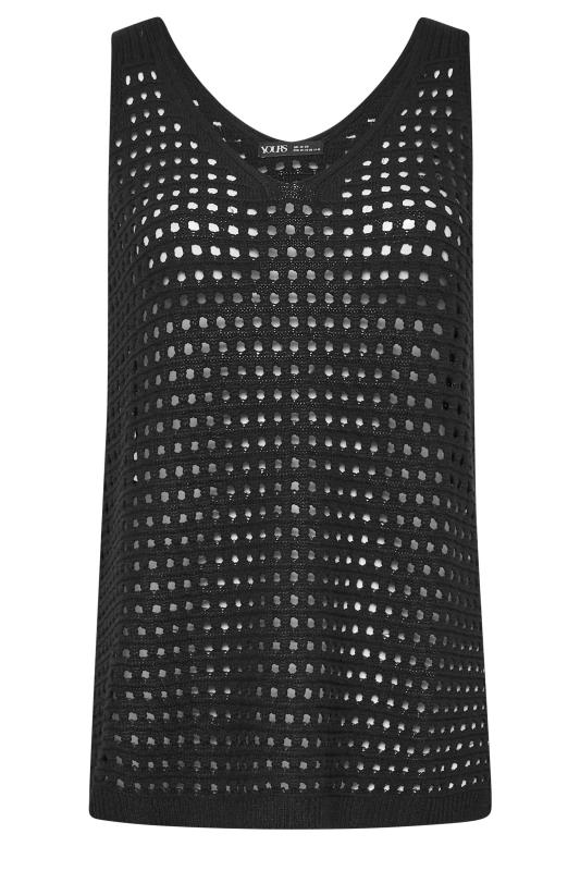 YOURS Plus Size Black Crochet Vest Top | Yours Clothing 6