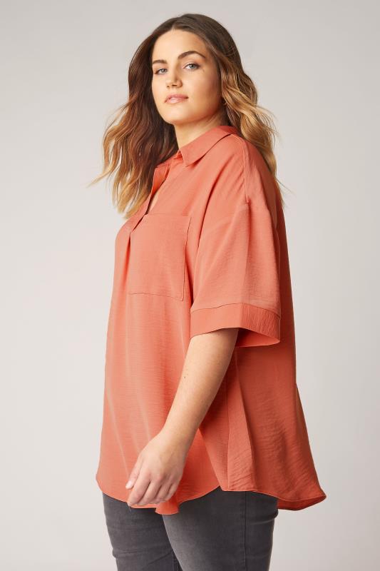 Plus Size  THE LIMITED EDIT Orange Pleated Front Top