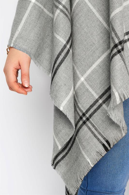 Plus Size Curve Grey Check Knitted Wrap Shawl | Yours Clothing 4