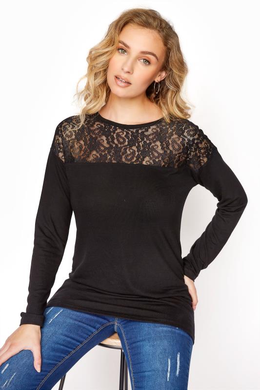 LTS Black Lace Front Top | Long Tall Sally