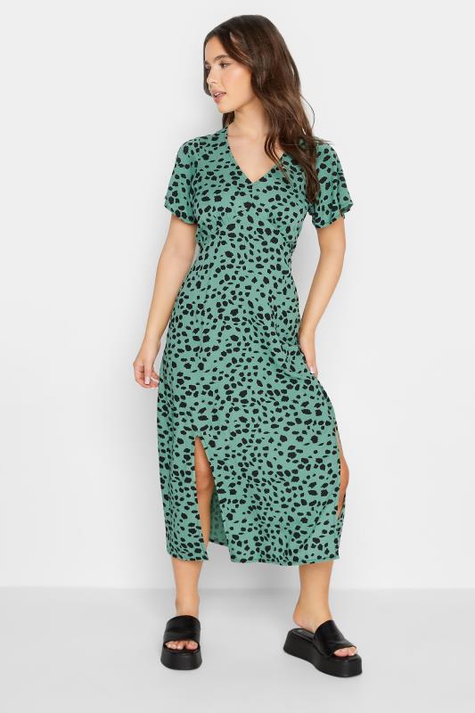 PixieGirl Green Leopard Print Tea Dress | PixieGirl  2