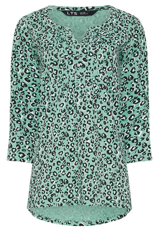 LTS Tall Mint Green Print Pintuck Button Henley Top | Long Tall Sally 5